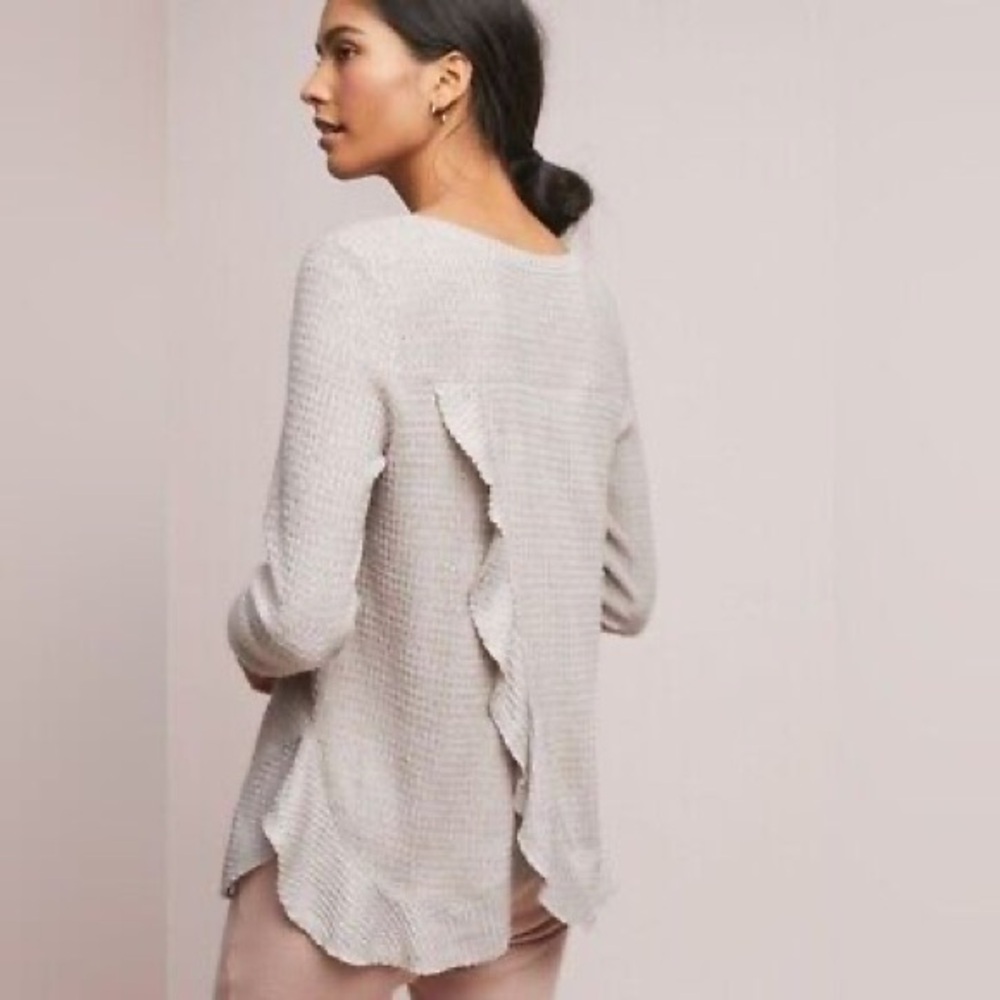 Anthropologie Saturday Sunday Waffle Knit Ruffle Tunic